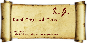 Korényi Józsa névjegykártya